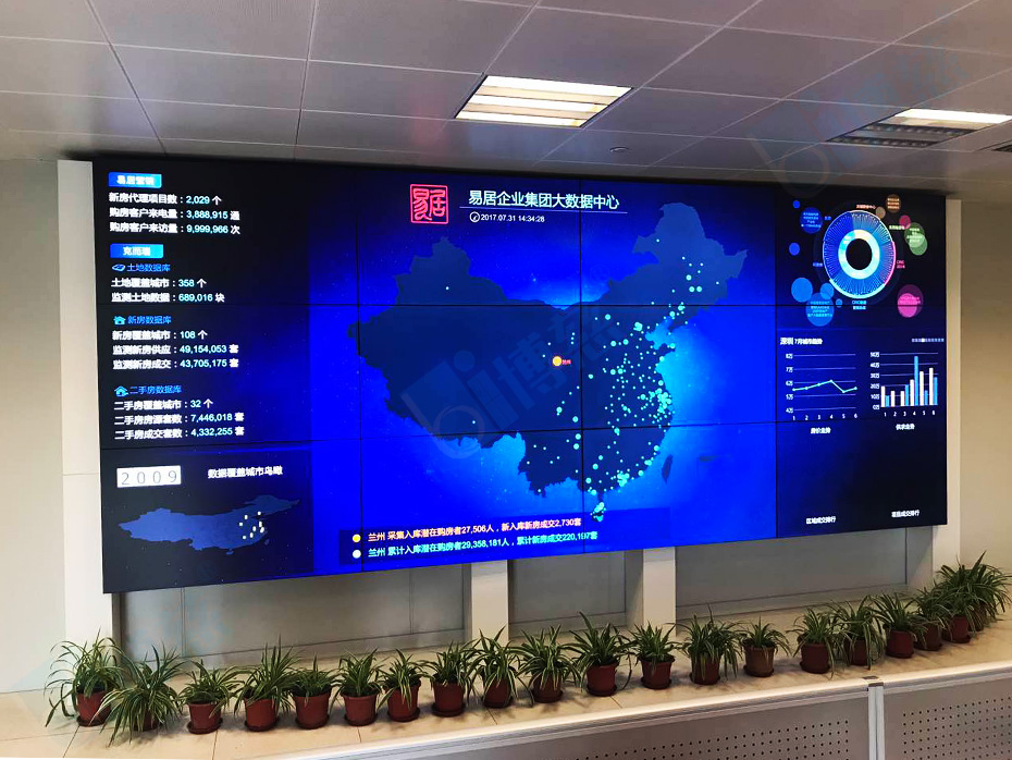 上海大学大数据中心三星3.5mm55寸液晶拼接屏大数据展示系统平台