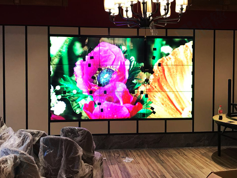 上海闵行区万源路饭店三星3.5mm46寸液晶拼接屏舞台背景展示系统电视墙