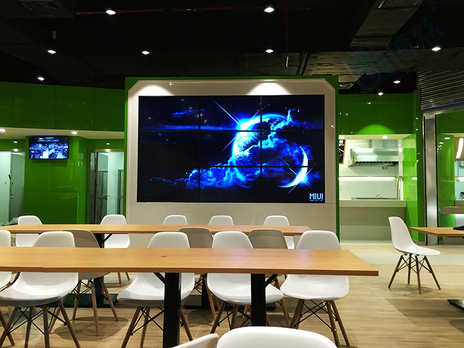 上海紫竹信息园餐厅负责人表示博慈打造的该套3×3液晶拼接屏运行稳定